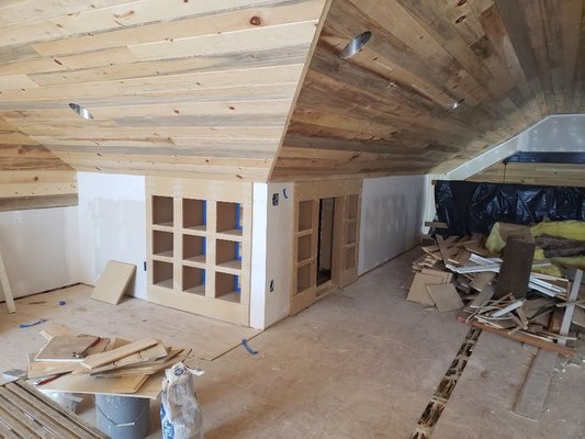 Attic paint && ponderosa wood on ceiling