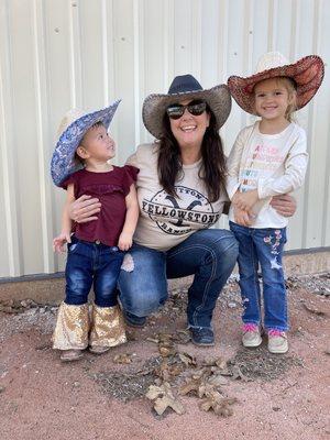 My baby Grand nieces Lakeland and Paisley sporting their new Custom fun straw hats!