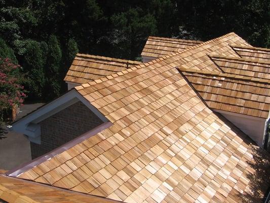 Cedar Roof installation "After Photo"