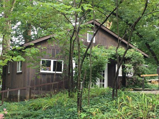 Wisteria cabin, the Little Loomhouse gallery and gift shop