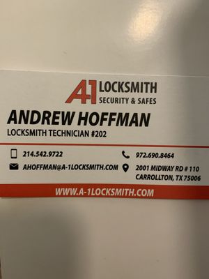 Call Andrew at A1 Locksmith Security and Safes.