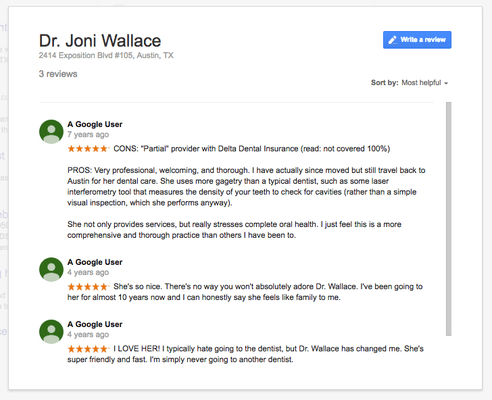 Always looking to provide excellence to patients. (Google+ Reviews)