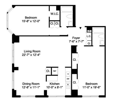 The Barclay - Luxury Apartment Rentals NYC - Floorplan 3 BR