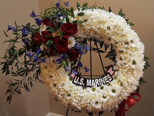 Jessica created this very special military wreath for my husbands funeral. I was so pleased and proud.