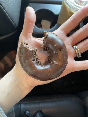 I have small hands and this donut is not even the size of my palm... these donuts get smaller every time I go.