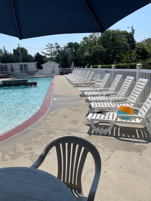 Outdoor seating by the pool