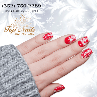 Make a bold statement this Christmas with a classic red manicure, adding a touch of festive flair and glamour to your holiday look!