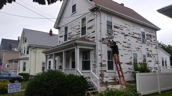 Exterior house lot of prep work but that's what it takes to do the job right this is a job in currently working on