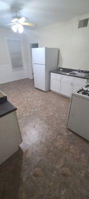 New kitchen floor and cabinets