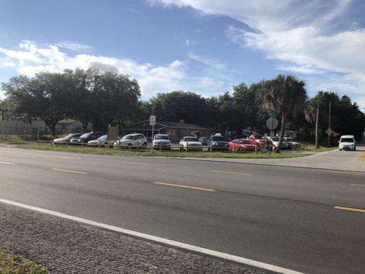 View of the dealership from the road.