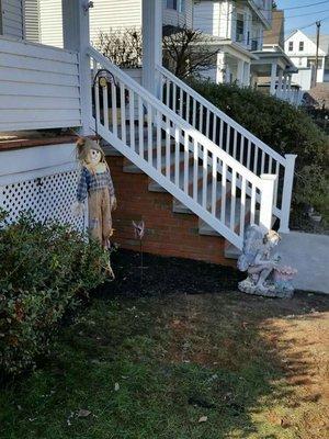 New brick stairs and vynal railings we installed