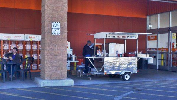 Love the hot dogs at Home Depot. But why do they cook them next to the Blue Rhino propane tanks(?)