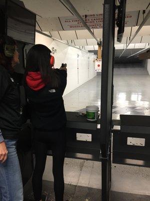 Lessons with Instructor Annie shooting a Ruger.