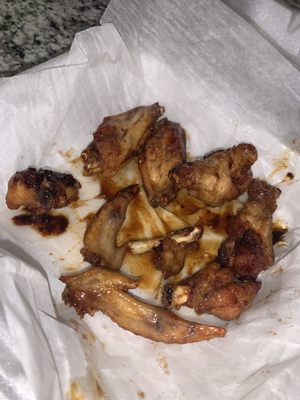 Teriyaki Six Piece Teriyaki Chicken Wings::  I expected wings, not bone fragments  and tops