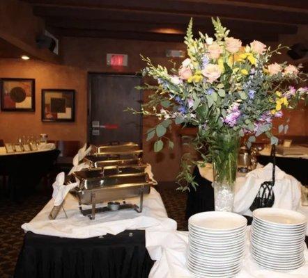 floral arrangement at buffet