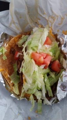 Steak taco with everything on it