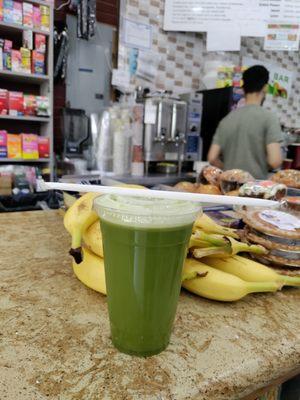 Kale, cucumber, ginger and apple juice