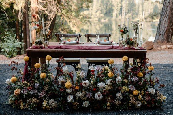 Forest wedding sweetheart table