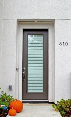 Front door privacy shutter. 4.5" louvers, hidden tilt rod, pure white paint