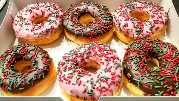 Half Dozen- strawberry+ chocolate frosted.