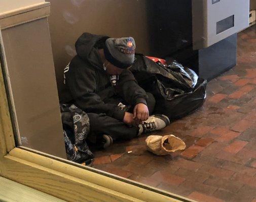 Homeless people are allowed to live and smoke fentanyl in the building.