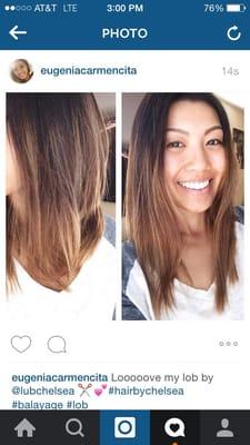 Client selfies! Balayage and haircut! :)