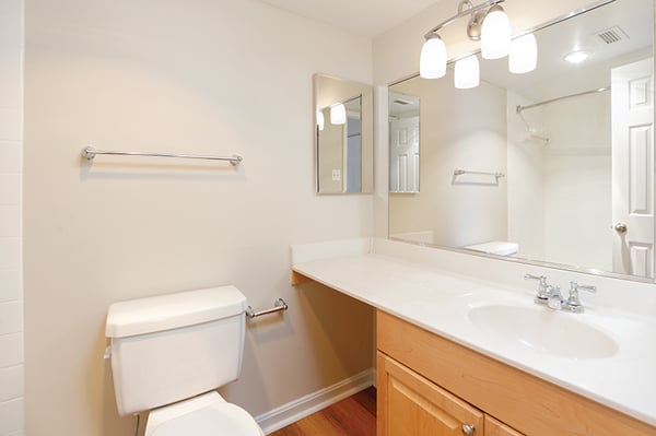 Full bathroom with extra vanity space