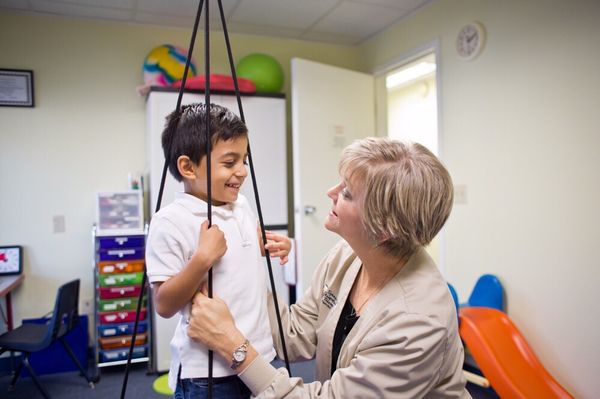 Having fun with Ms. Anne during speech therapy!