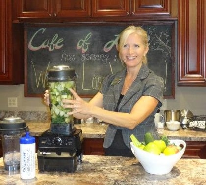 Here's Melanie teaching about juicing and blending. Join us for great demos on easy ways to eat healthy.  Recipes provided!