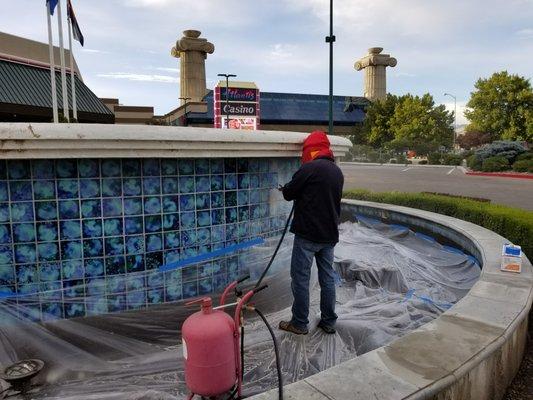 Atlantis Casino fountain tile restoration