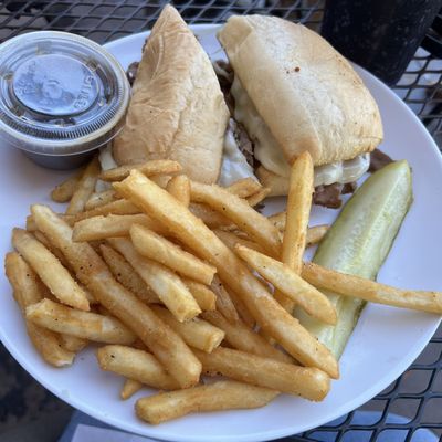 Italian Beef Sandwich with au jus and fries