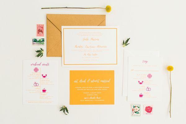 Modern Hindu California Wedding Invitation