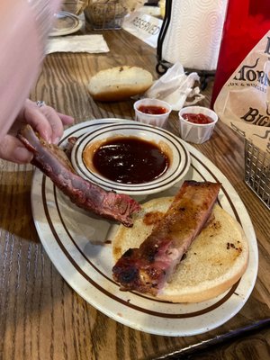 Ribs ( bone ) on a bun