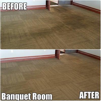 Before and after shot of carpet at local golf course.