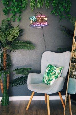 Come relax in our tropical waiting room!