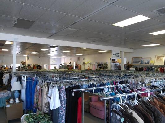 The clothing section of the FISH thrift store