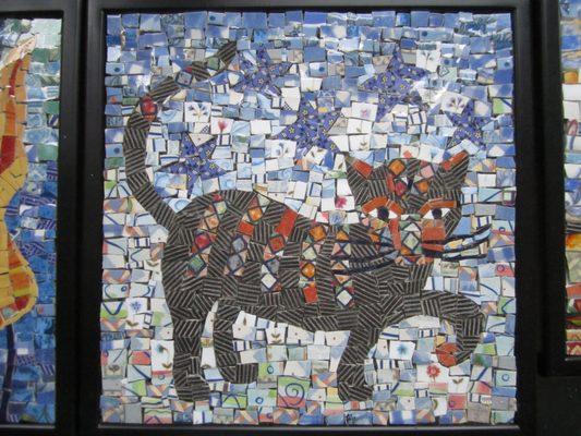 One of the mosaic panels for Hazzlet train station in NJ.