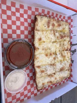 Cheese breadsticks (Detroit style pizza with cheese and garlic sauce)