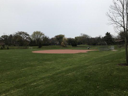 Soccer fields, baseball diamond, green space