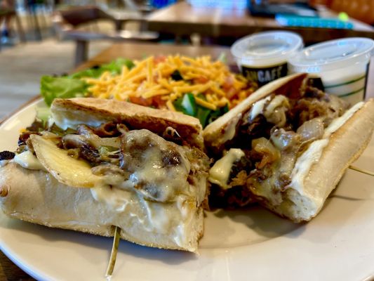 Cheesesteak with side salad