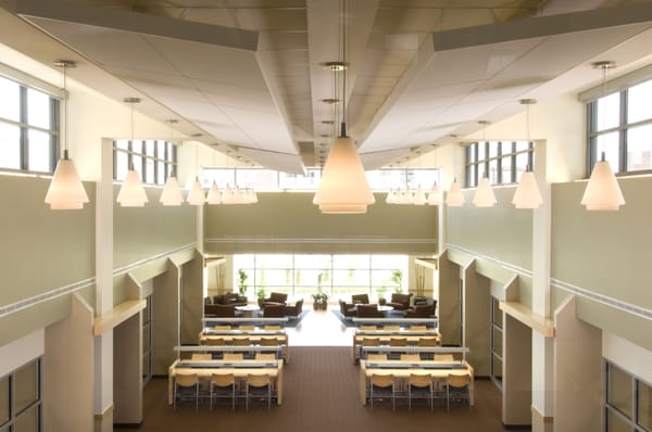 Inside of the Michael and Shannon Priddy Library.