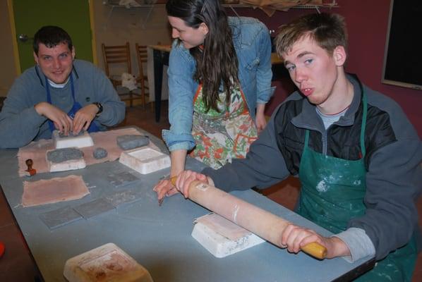 In the pottery shop