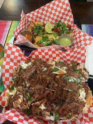 Tacos and birria nachos