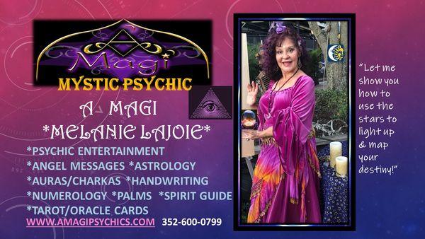 Psychic Readings and Entertainment 
A MAGI Mystic Psychic "Let me show you how to use the STARS to LIGHT UP & MAP your DESTINY!"