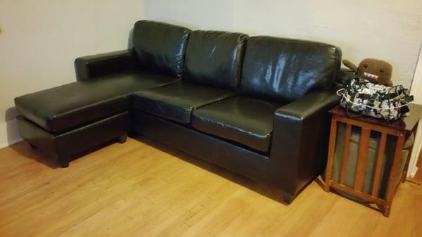 Got this nice Faux leather mini sectional couch for a reasonable price. The store clerks were helpful too.