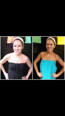 Before and After a Customized Spray Tan