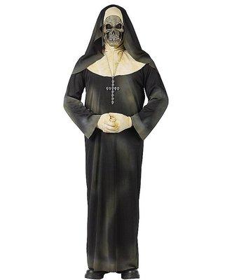 Adult sinister sister costume with a skull mask