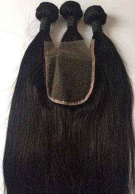 straight hair bundles with matching lace closure