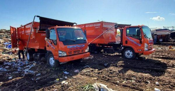 Our trucks were built to drive through the rough terrain of the dump for you. We are happy to deliver a clean dumpster then haul your trash!