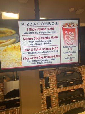 Pizza combo menu